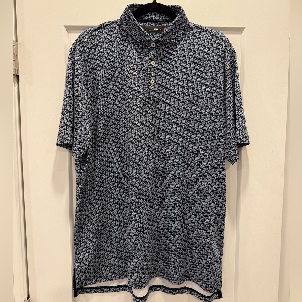 Ralph Lauren RLX Navy Boat Print Performance Polo - Men’s Medium